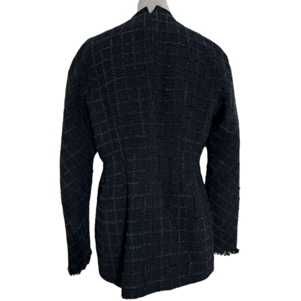 Tory Burch Slim Tweed Jacket Black Gold Logo Button Size 12 New With Tags - Picture 3 of 13